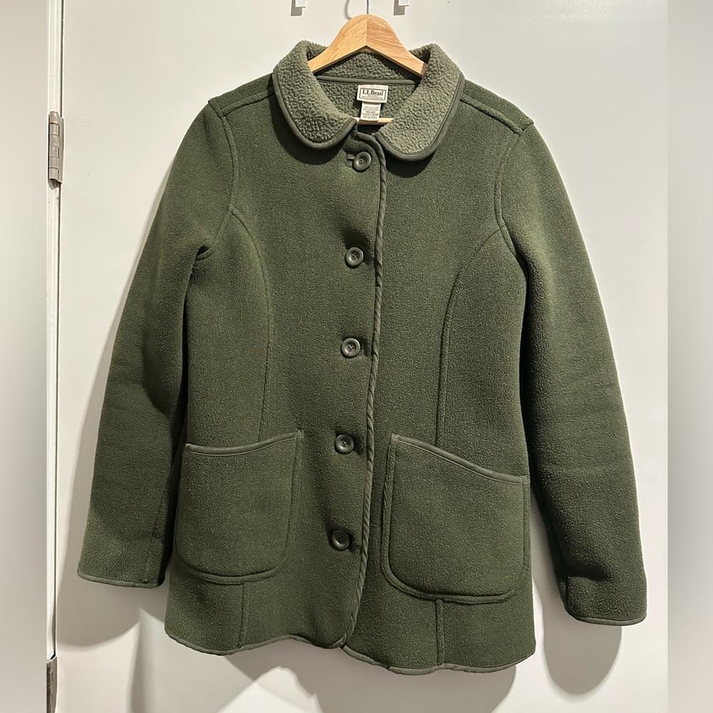 L.L. Bean Olive Green Fleece Jacket